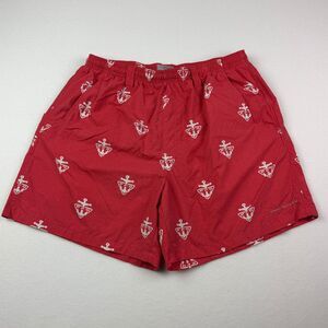 Columbia PFG Red Anchor Print Swim Trunks Large